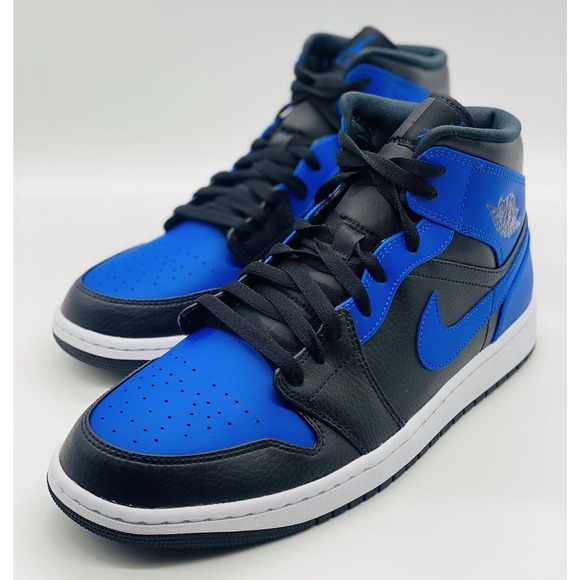 NEW Nike Air Jordan 1 Mid 'Hyper Royal Blue' Black 554724-077 Men’s Size Multi